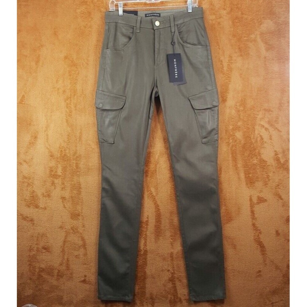 MONFRERE Jeans Mens 30 Green Coated Skinny Cargo Stretch Denim PRESTON $328